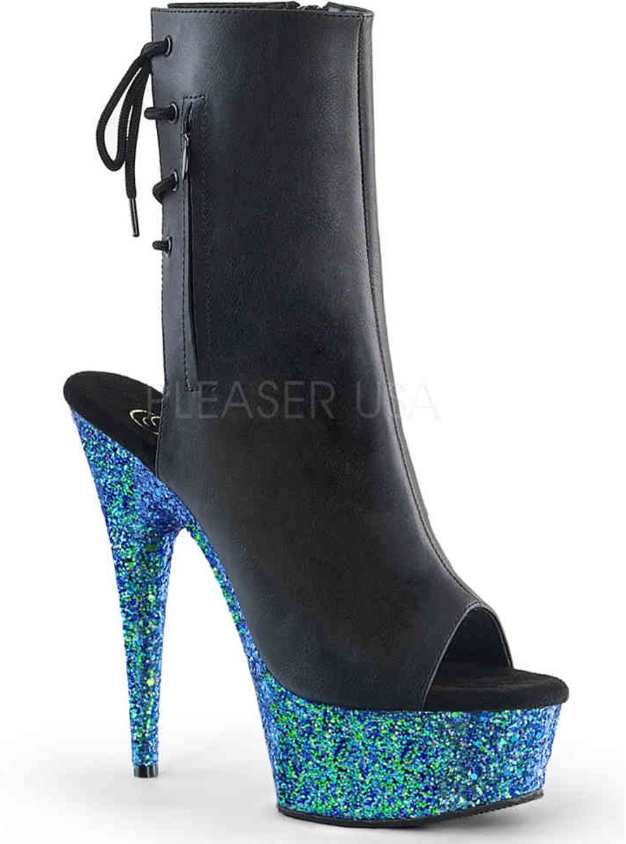 EU 37 = US 7 | DELIGHT-1018LG | *6 Heel, 1 3/4 PF Open Toe/Heel Ankle Boot, Side Zip